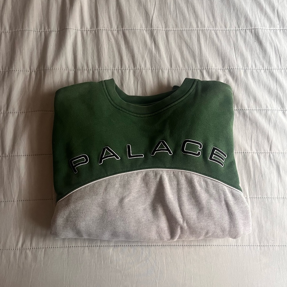 PALACE Forest Green and Light Gray Crewneck